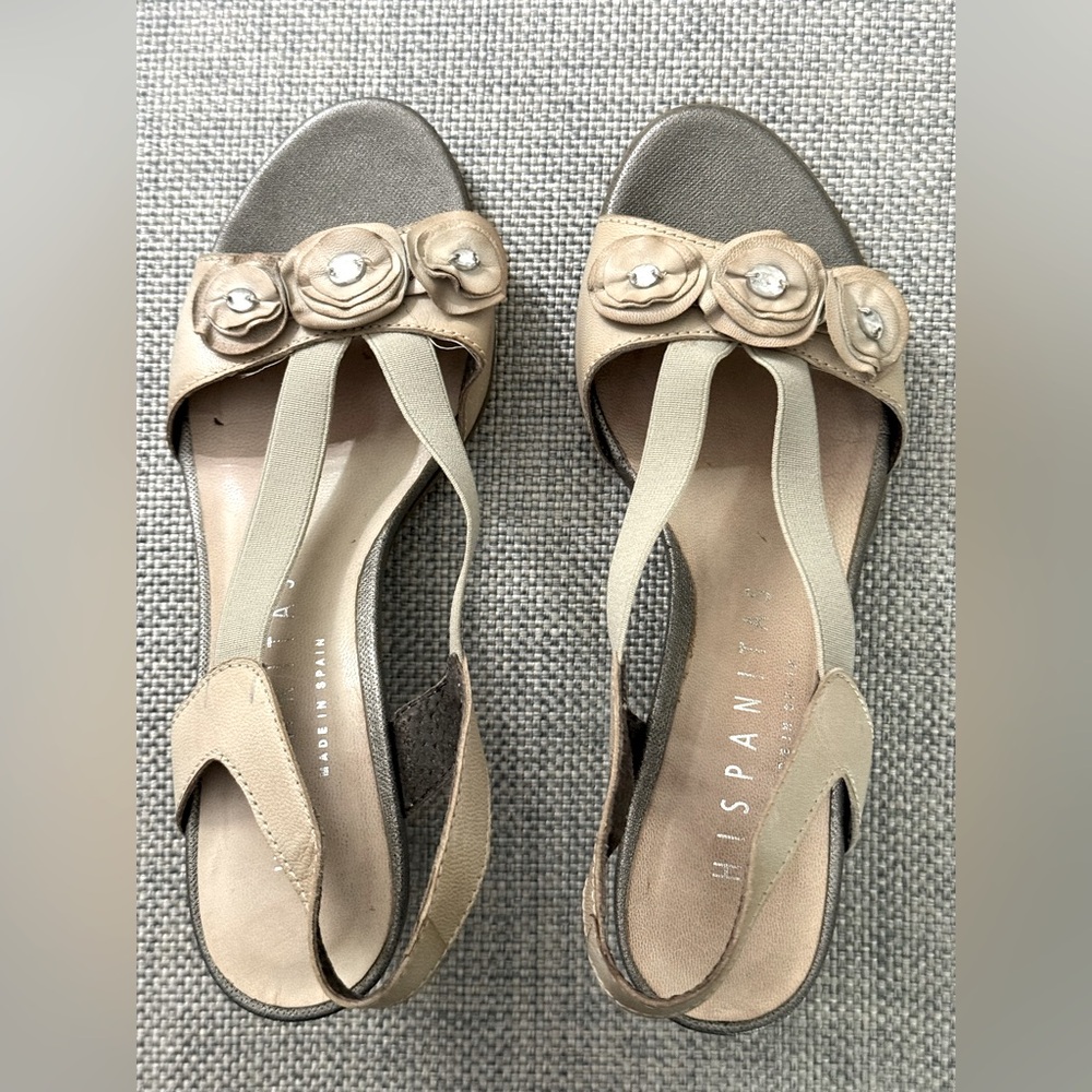 HISPANITAS LIGHT-TAN COLOUR HEELED SANDALS SIZE EU 37